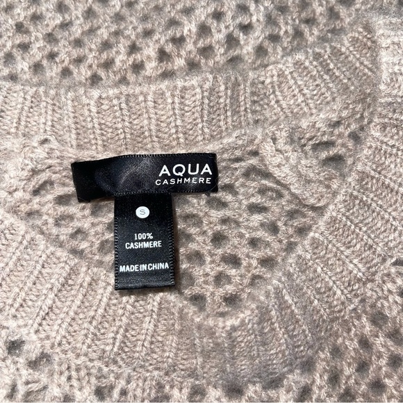 AQUA 100% Cashmere Open Stitch Sweater Beige - Picture 4 of 4
